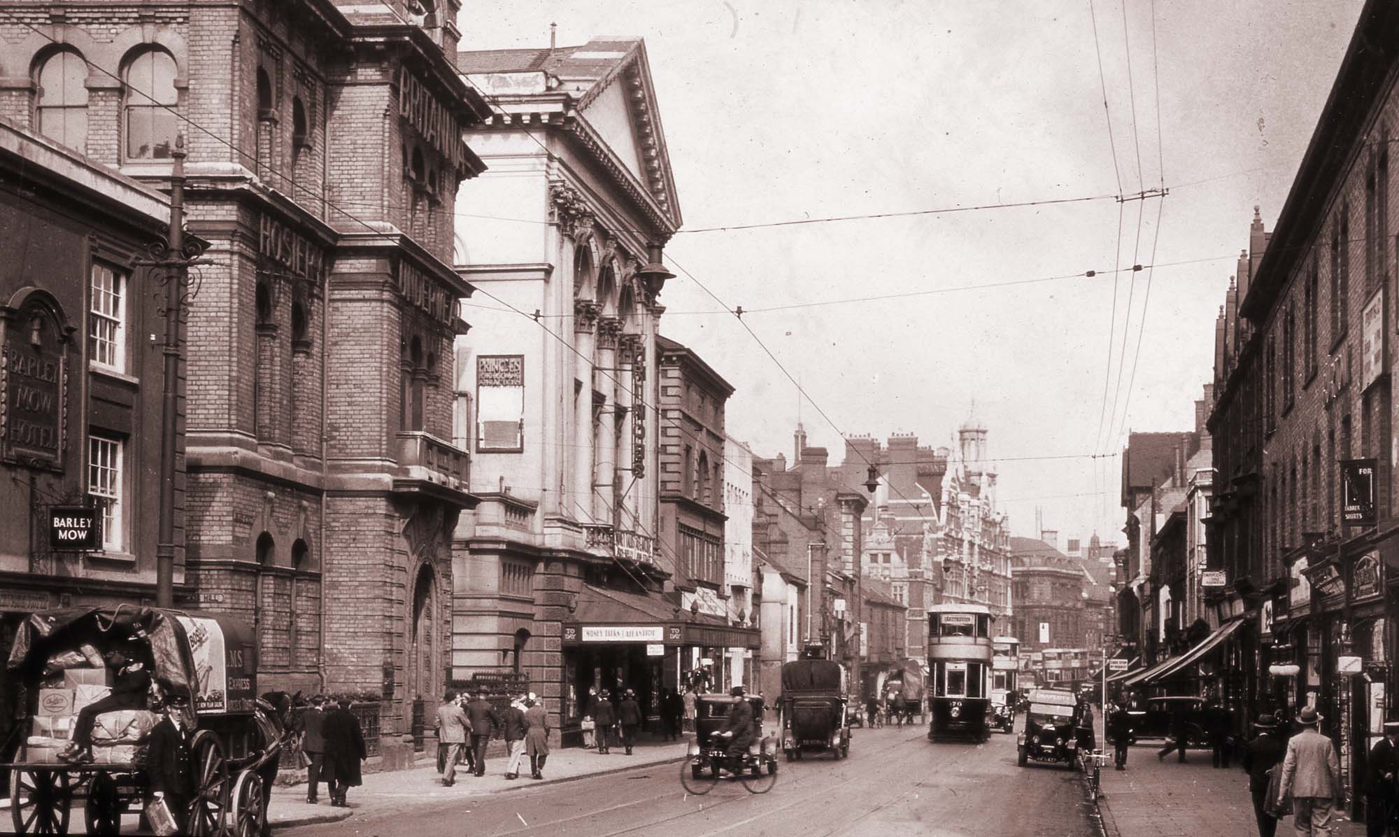 Granby Street with the Temperance Hall on the left, 1920s -