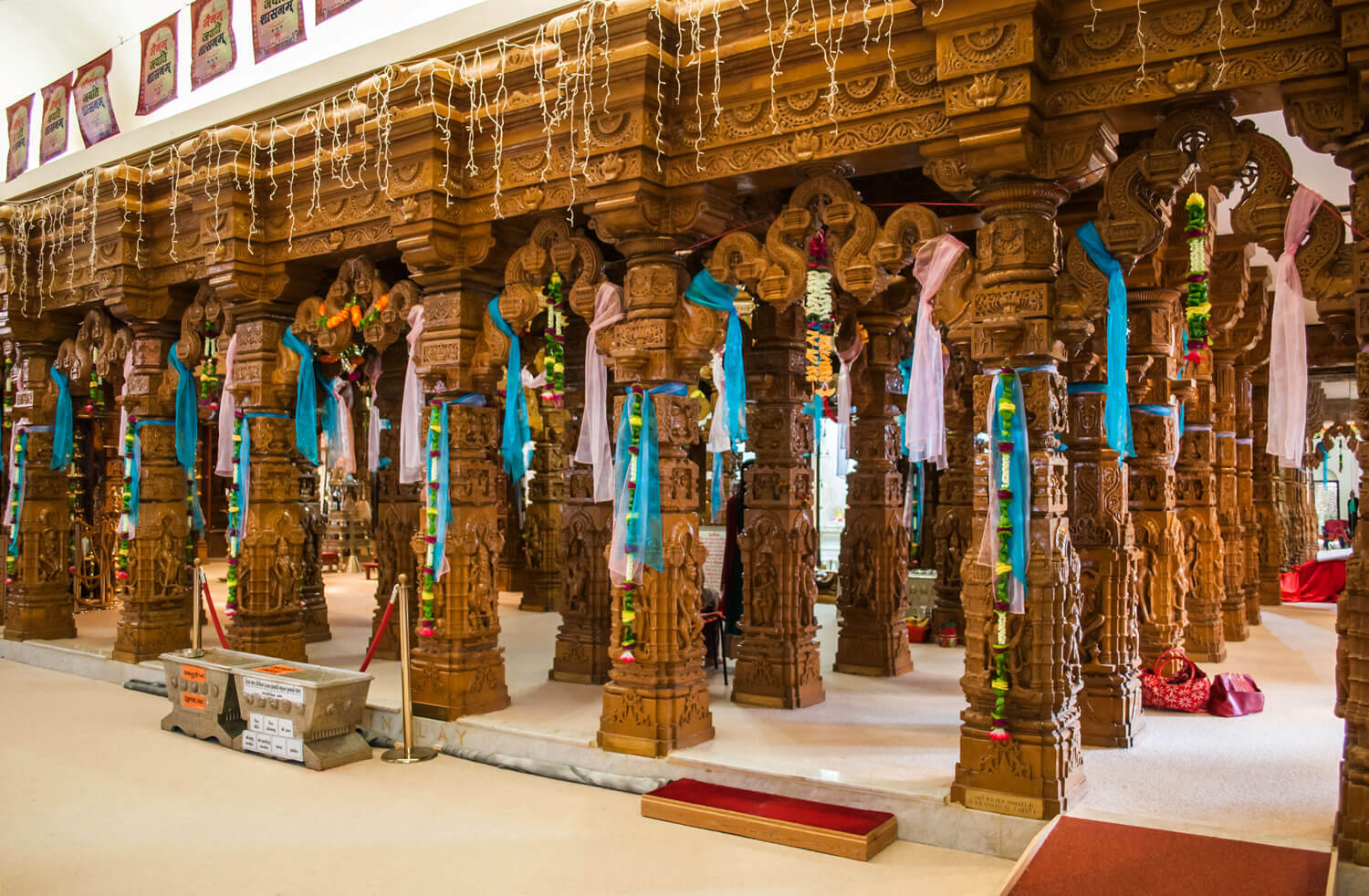 Carved stone pillars that make up the Garbhagriha (inner sanctum) -