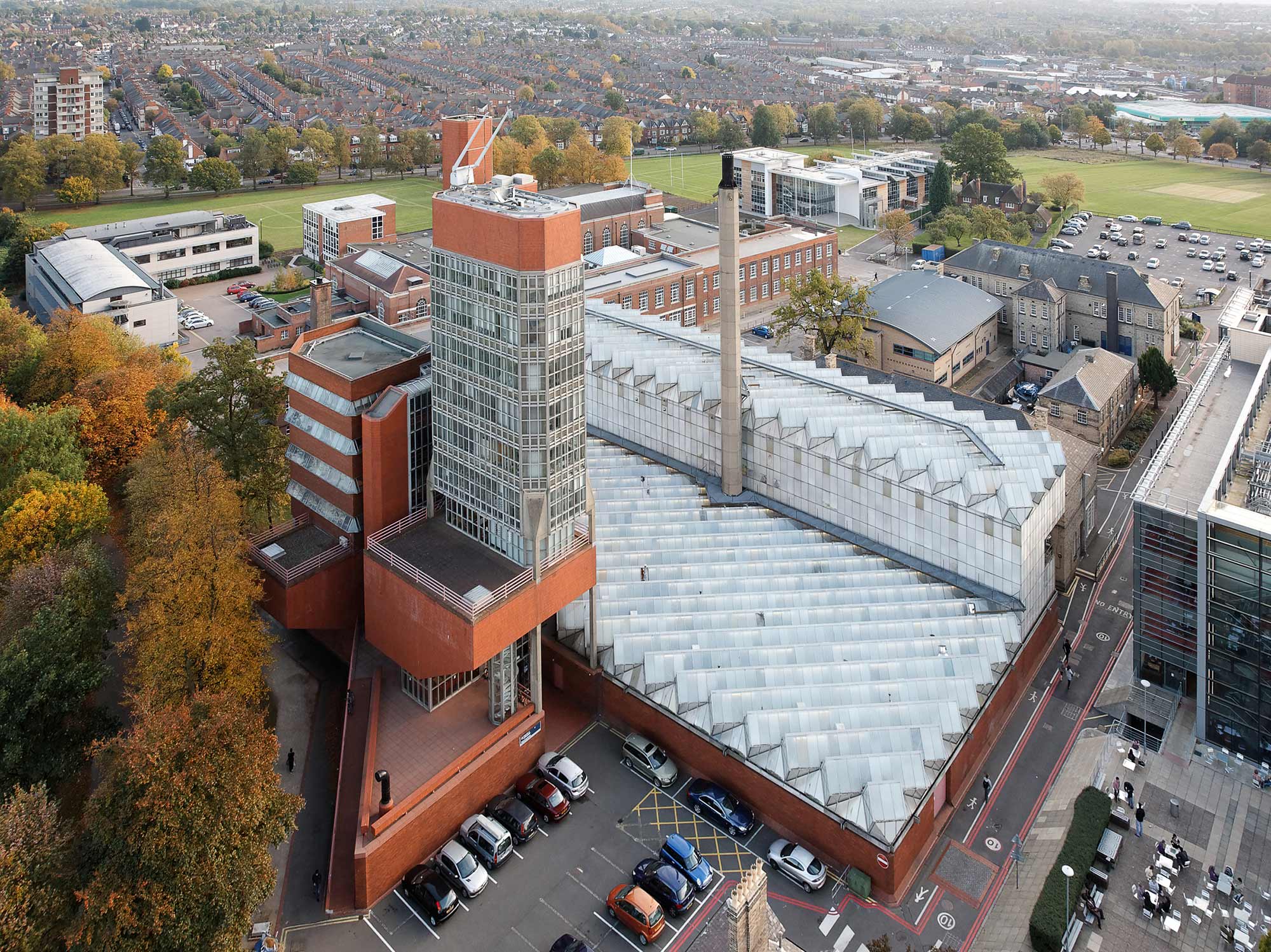 An aerial view of the building as it looks today - University of Leicester