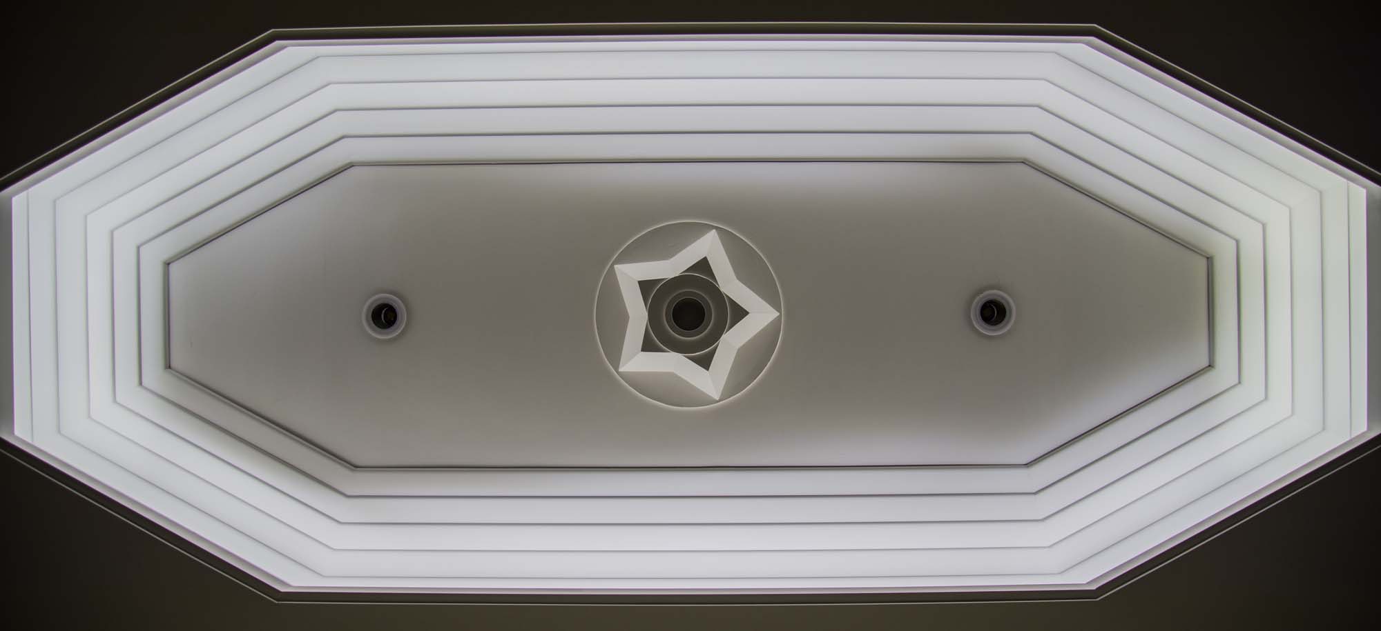 An Art Deco ceiling light well in City Hall -