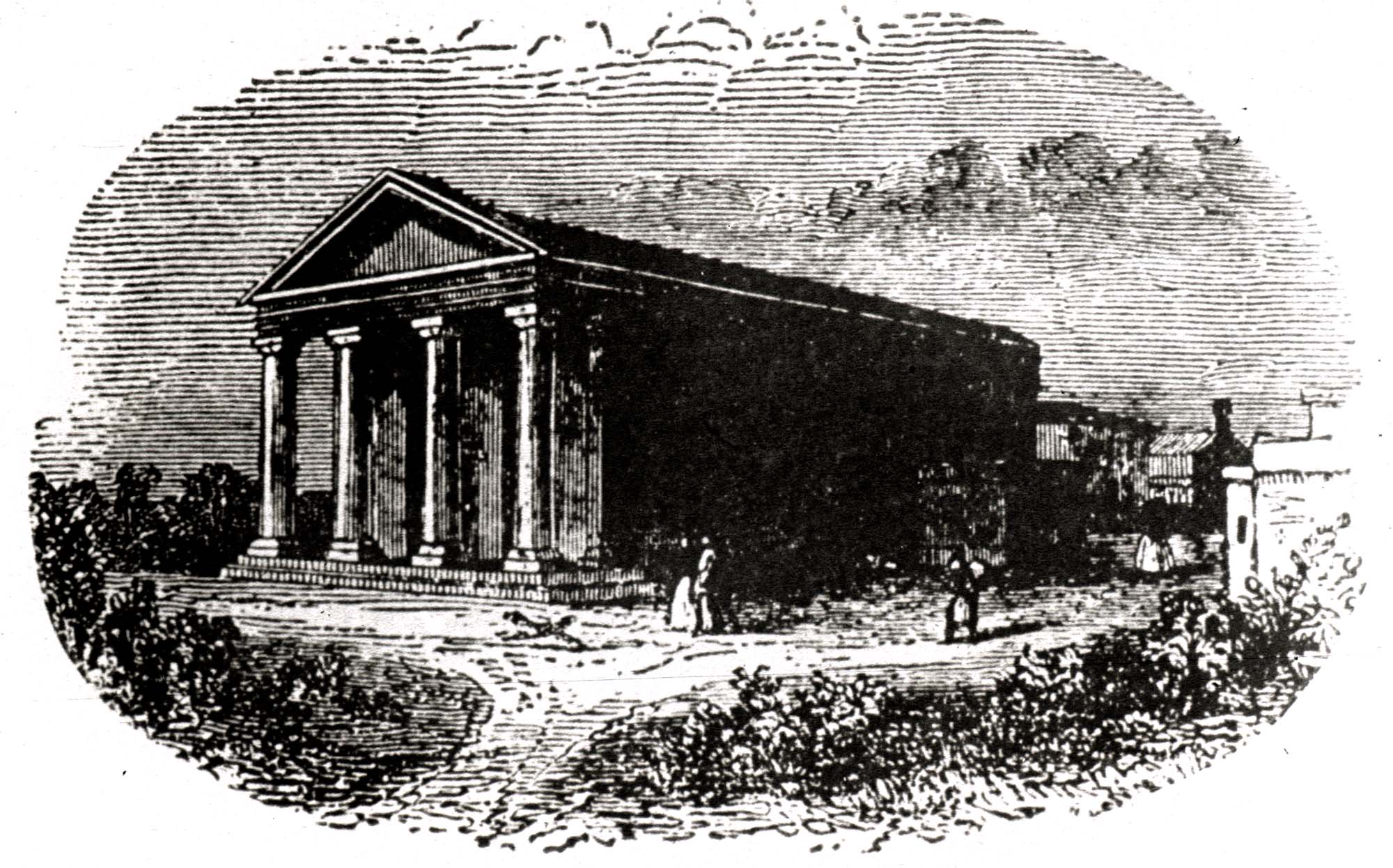 The Proprietary School Building in 1840 before the various additions and extensions -