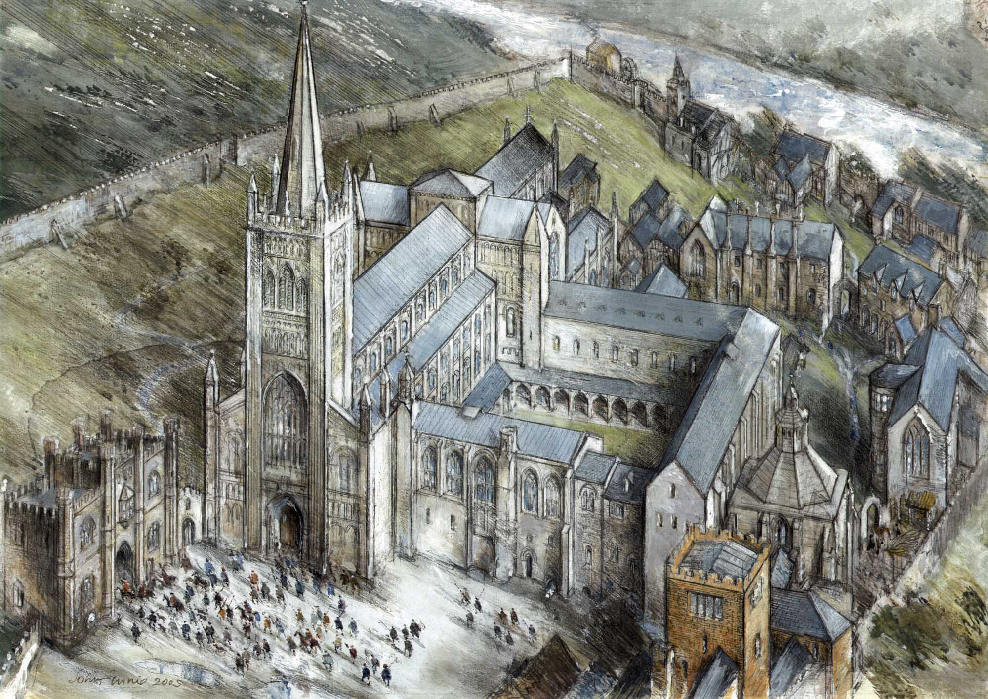 A artist impression of Leicester Abbey in its heyday - John Finnie