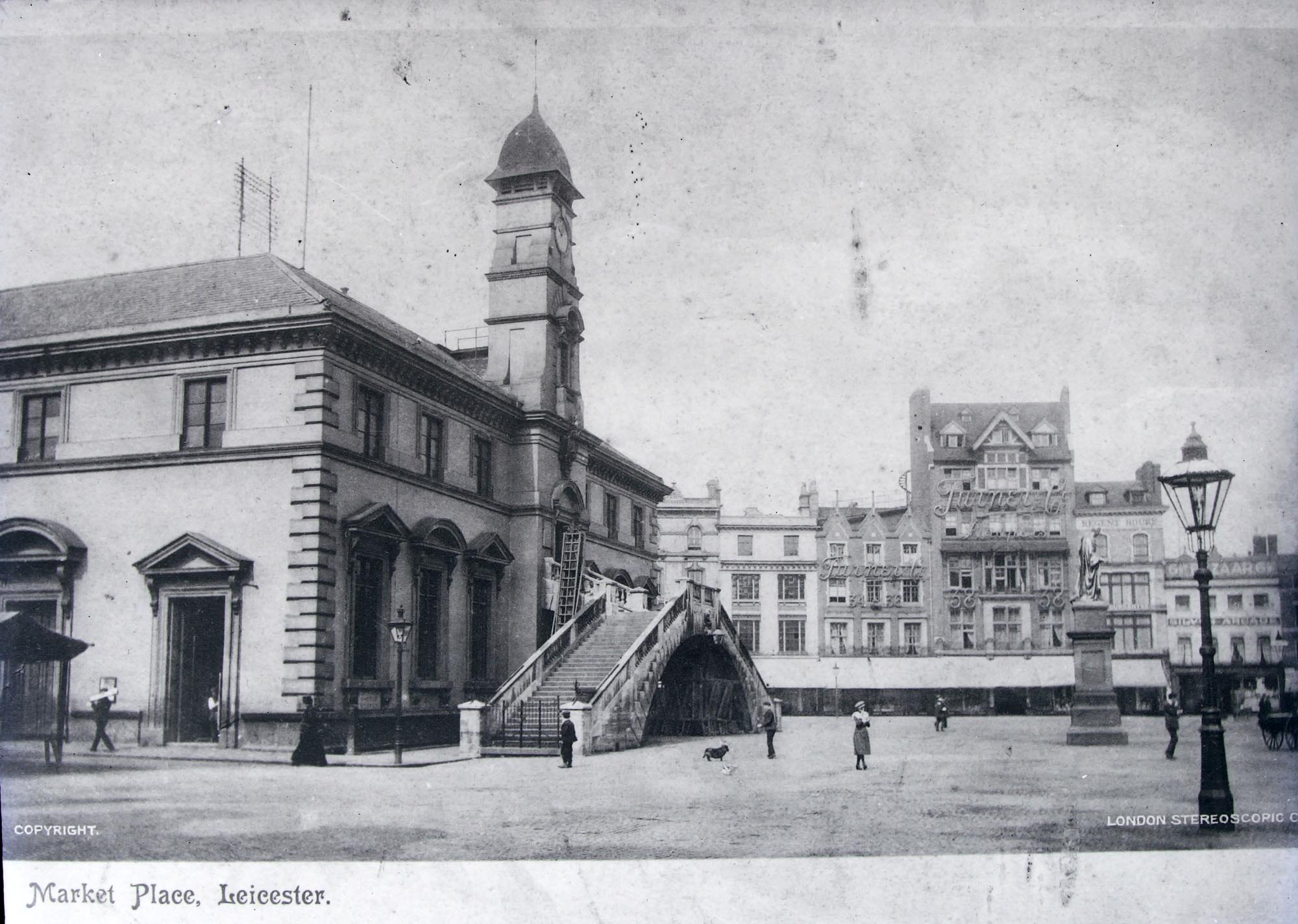 Leicester market before it had permanent covered stalls, circa 1900 - Leicestershire Record Office