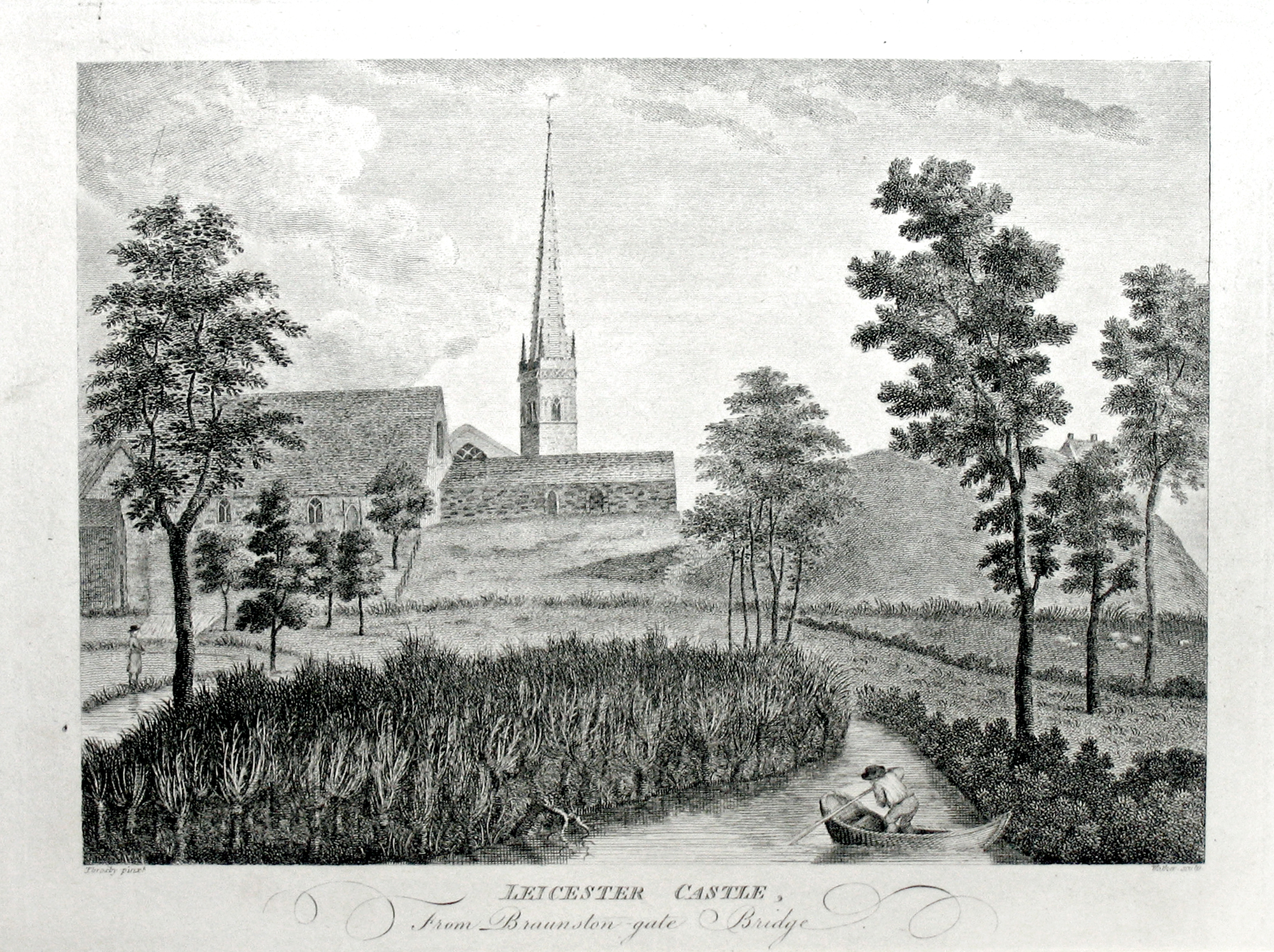 Leicester Castle from Braunstone Gate Bridge, John Throsby, 1791 - 