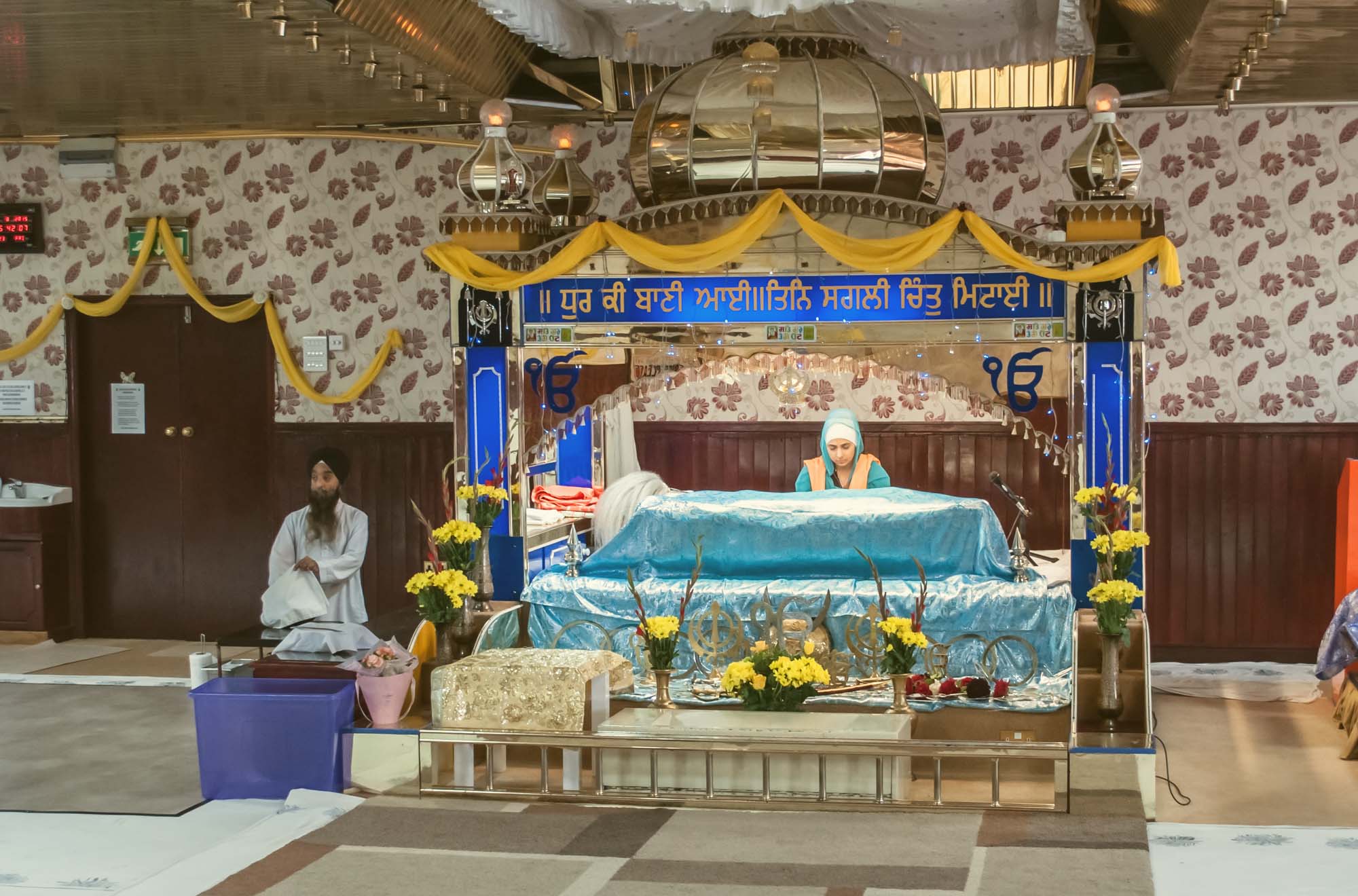 Inside the Guru Nanak Gurdwara, Leicester. Places of worship play a central role in many of the communities in the city -