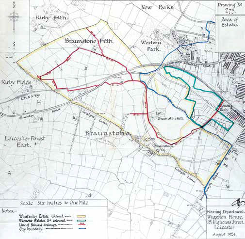 Map of the proposed Braunstone Estate, Leicester  Housing Department, 1924 - Record Office for Leicestershire, Leicester and Rutland