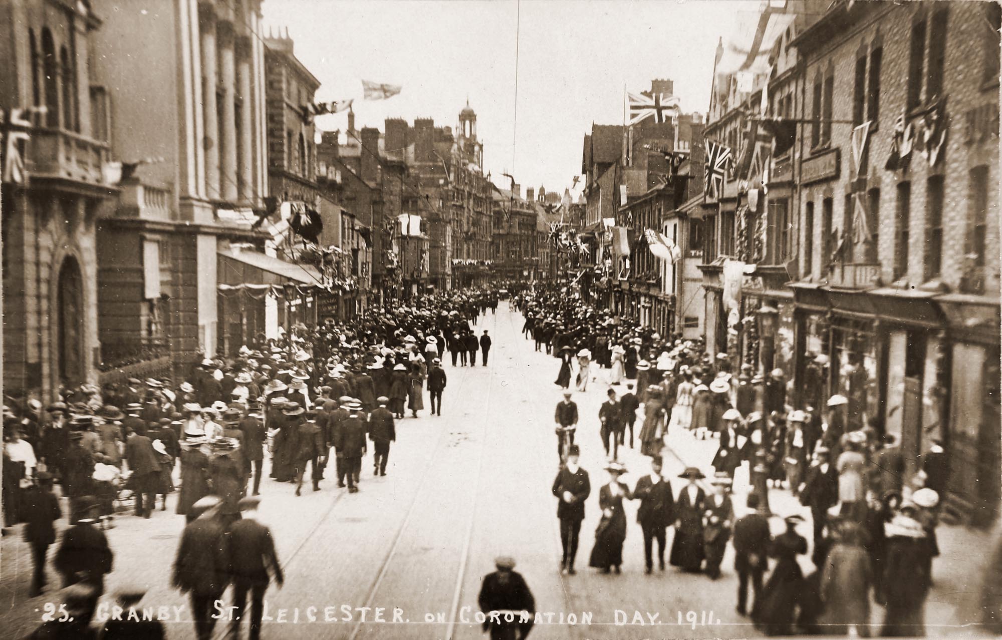 Granby Street during the Coronation of George V, 1911 - Leicestershire Record Office