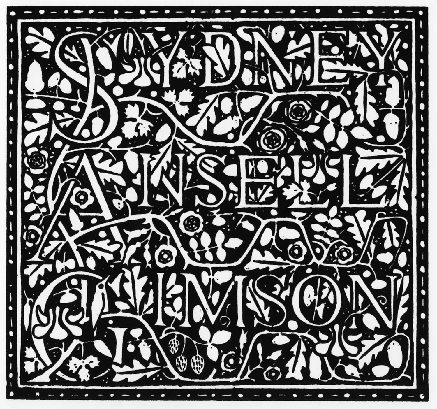 Bookplate designed by Ernest Gimson in 1898 for his brother Sydney -