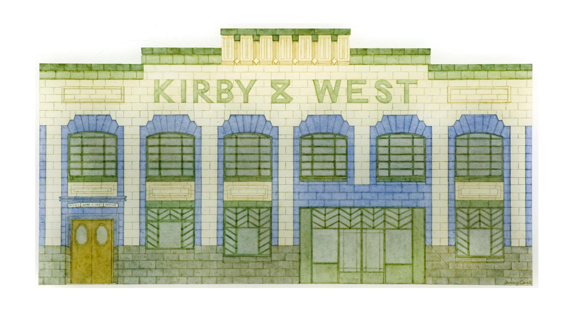 Kirby & West, watercolour by Jenny Cook -