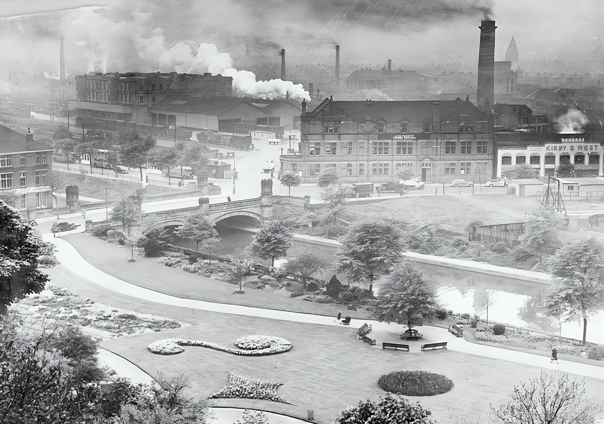 View of the Kirby & West building (far right) and Castle Gardens -