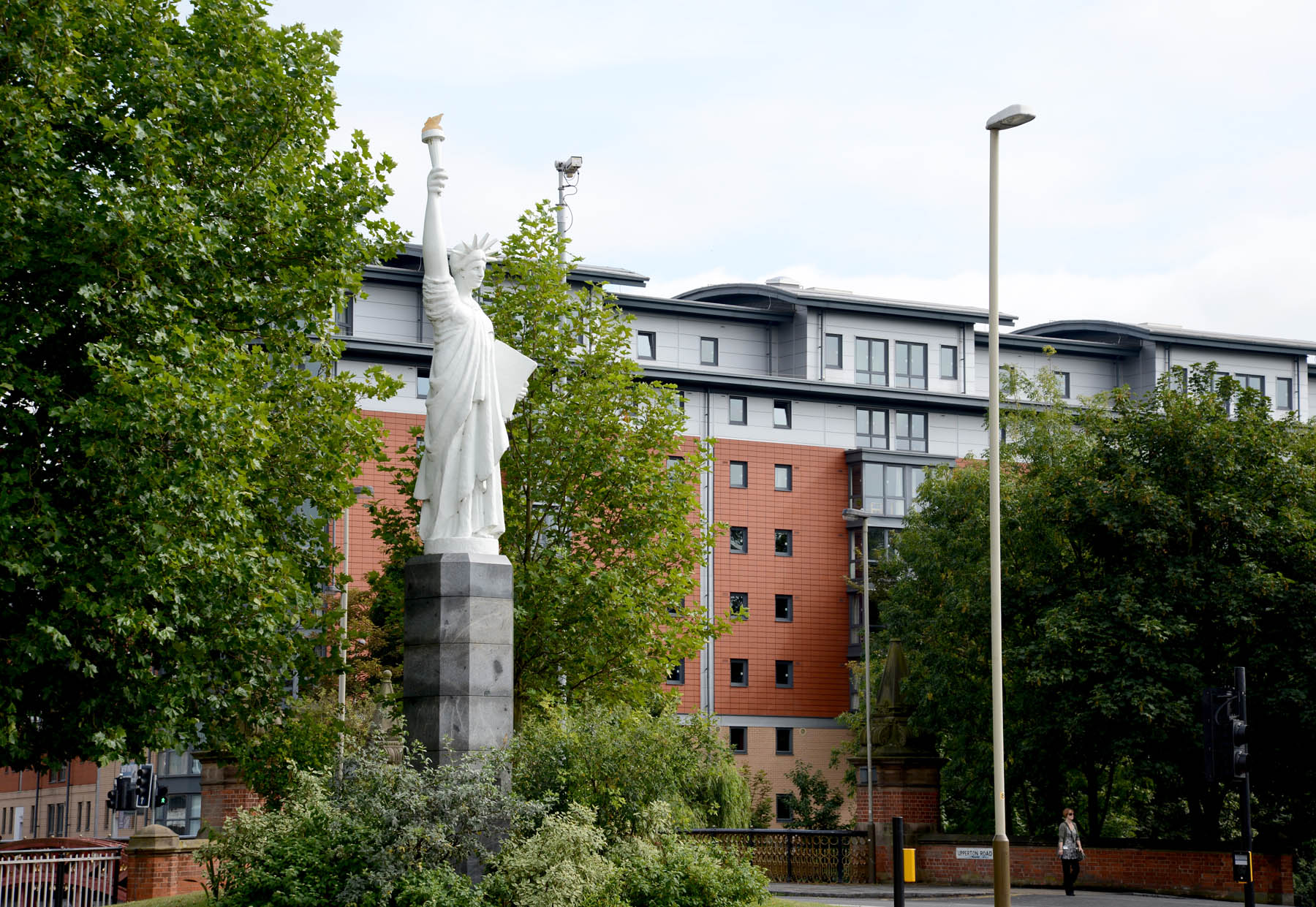 The statue in its new roundabout location -