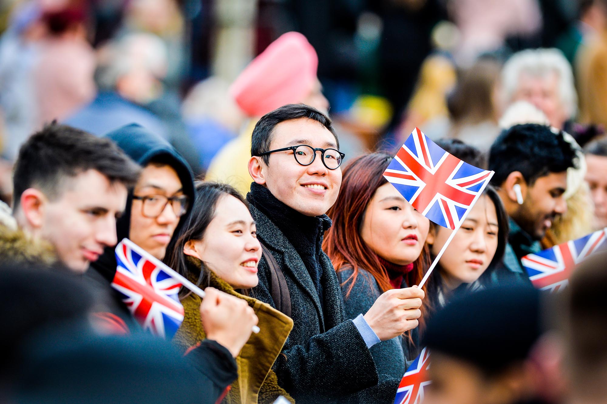 Crowds of well wishers at Green Dragon Square -