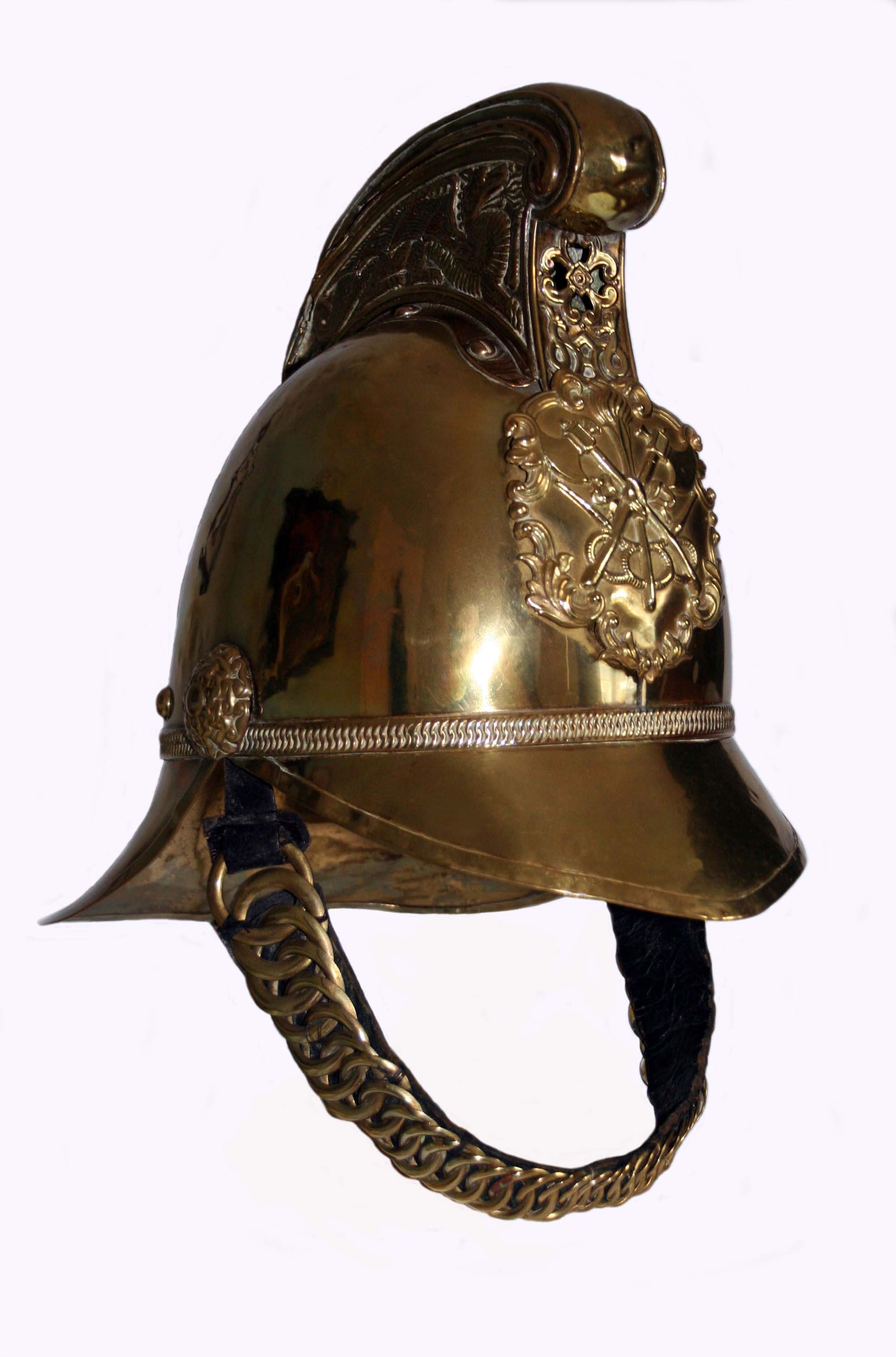 Ceremonial brass helmet -