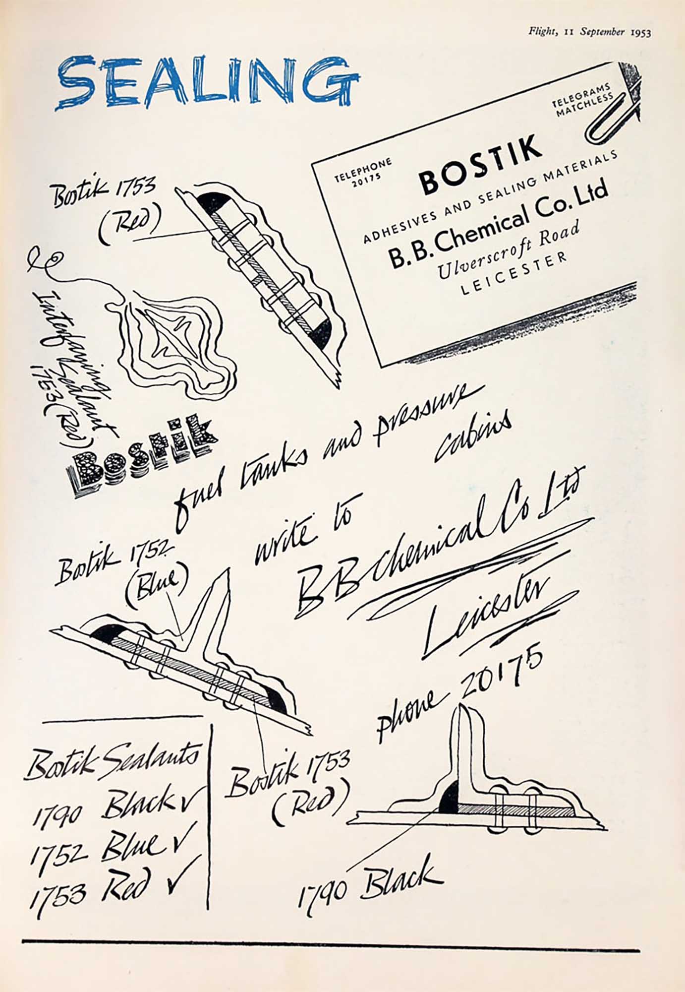 Bostik sealing advert 1953 - 