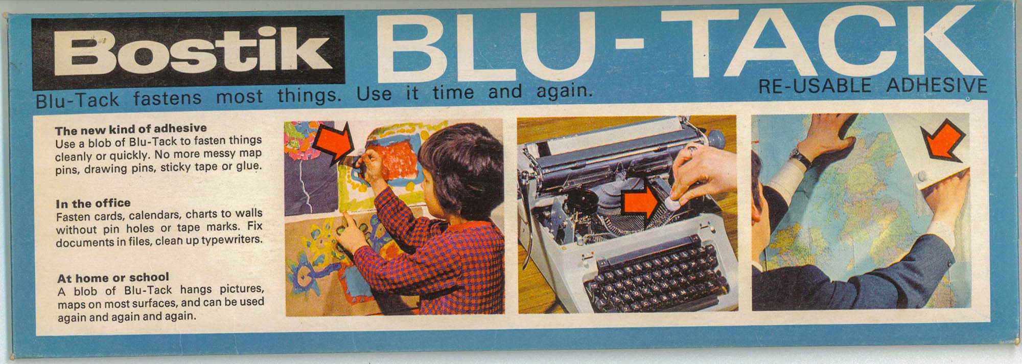 Vintage advert for Bostik blue tack packet - 